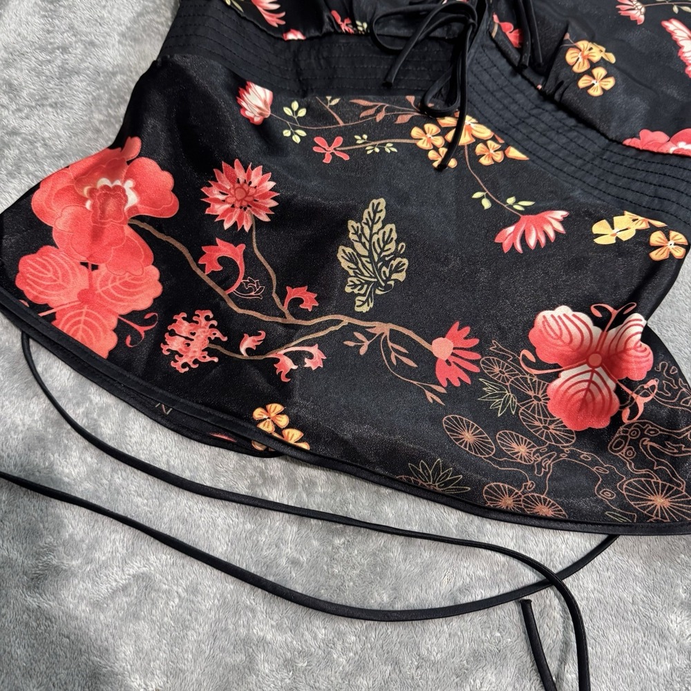 VTG Y2K Miss Me Floral Babydoll Tie Top Size L Grunge Whimsy Goth Rave Retro - Picture 2 of 8